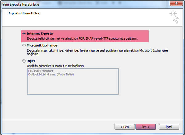 Outlook 2010 E-Posta Kurulumu Adım 5