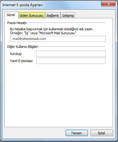 Outlook 2010 E-Posta Kurulumu Adım 7