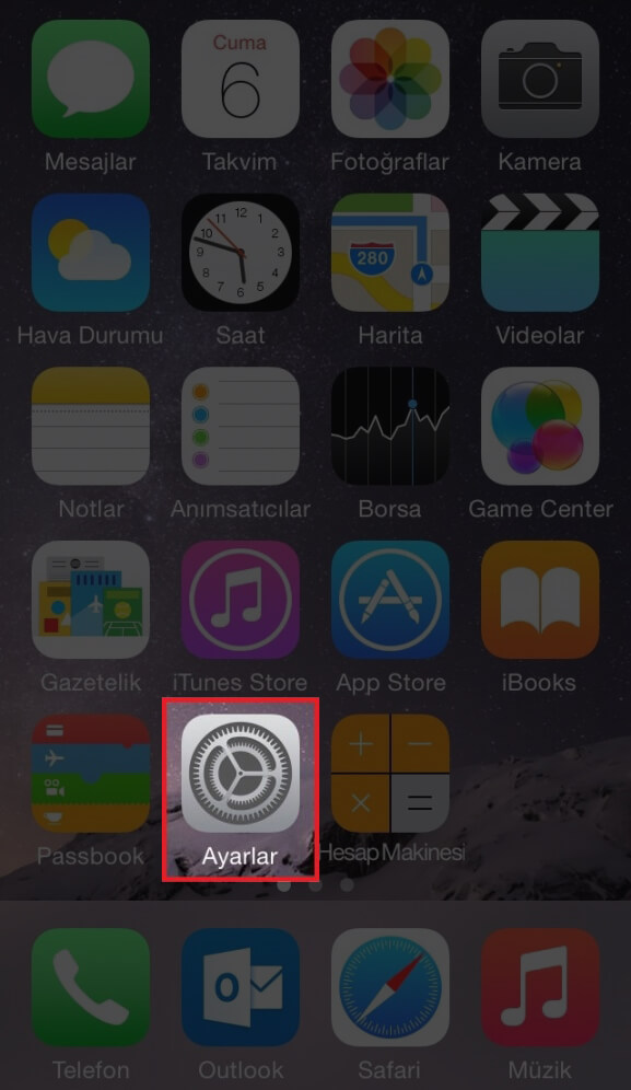 iOS E-Posta Kurulumu Adım 1