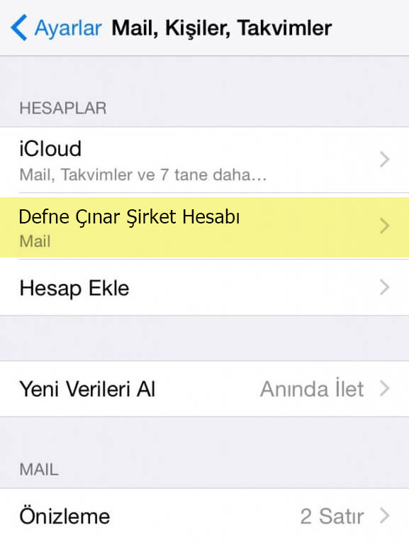 iOS E-Posta Kurulumu Adım 8