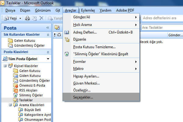 Outlook 2007 E-Posta Kurulumu Adım 1