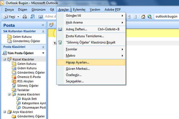 Outlook 2007 E-Posta Kurulumu Adım 2
